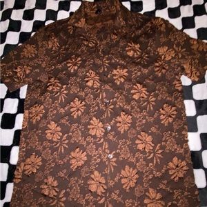 Brown 3D flower design flannel